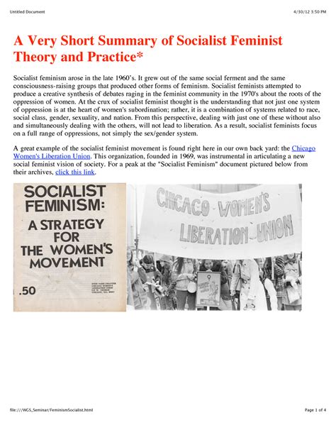 Socialist feminism - Sjajajakqkqnabsbs - A Very Short Summary of ...