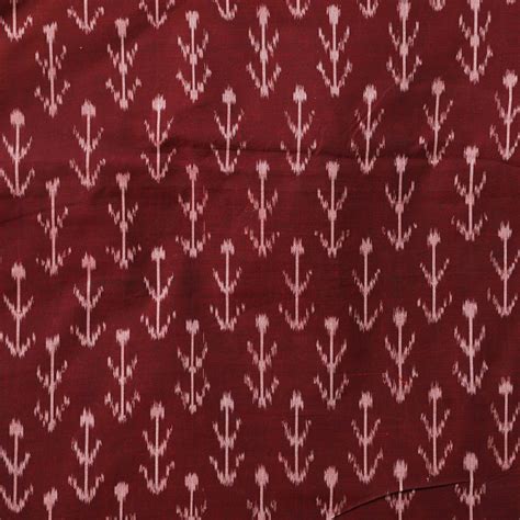 Pure Cotton Mercerised Ikkat Brown With Arrow Motif Woven Fabric ...