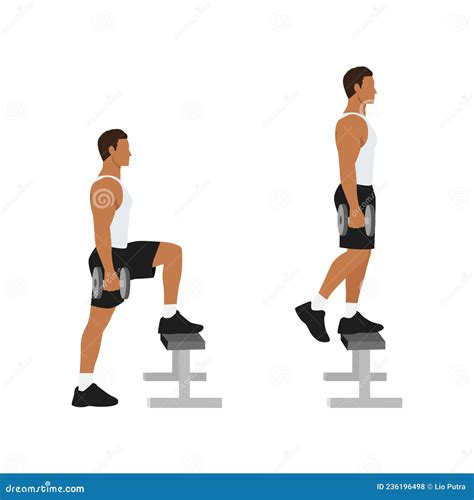 Man Doing Dumbbell Hamstring Curl On Bench Exercise Royalty-Free ...