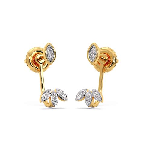 Glamorous Foliole Diamond Front & Back Earrings for her, priced under ...