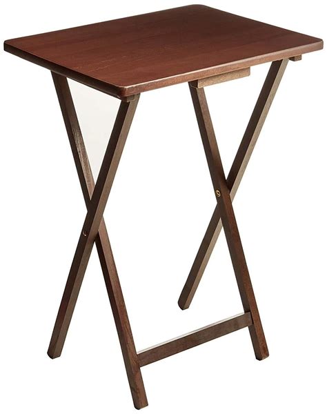 Mainstays Indoor Single Folding TV Tray Table, Walnut, 19 x 15 x 26 ...