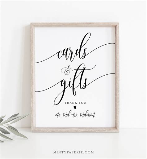 Cards and Gifts Sign Printable Wedding Gift Editable | Etsy