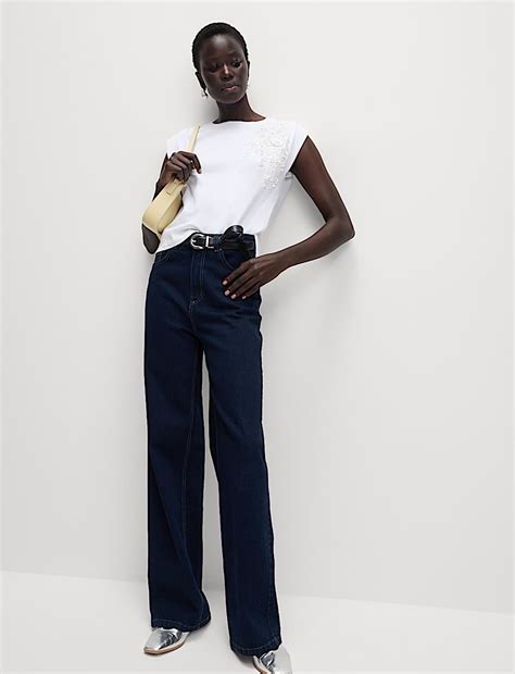 Buy Pure Cotton Embellished Regular Fit Top at Marks & Spencer