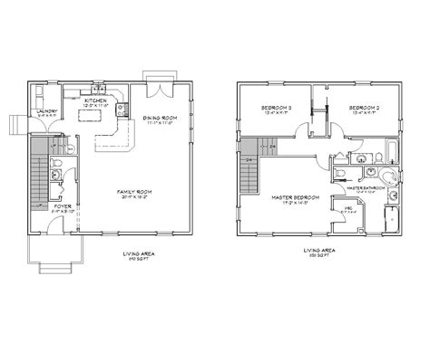 3 Bedroom 2.5 Bath Cape Cod Style Architectural Plans, 1728 SF, 31'x29 ...