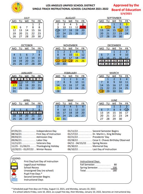 LAUSD 2021-22 Calendar approved