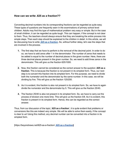 PPT - Article- .625 as a fraction PowerPoint Presentation, free ...