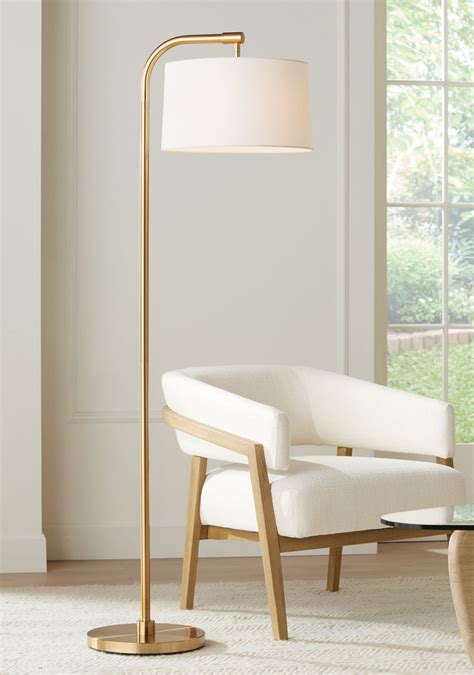"360 Lighting Serra Arc Floor Lamp, 64"" Tall, Warm Gold Metal, White ...
