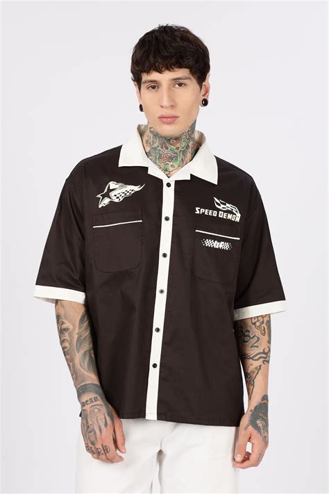 Racing: Brown Oversized Cotton Shirt – Eszett