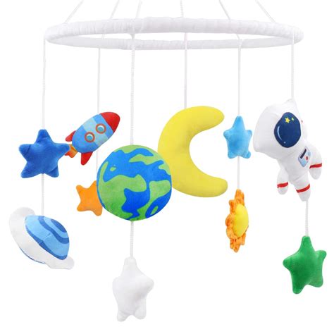 Buy Space Nursery Mobile, Solar System Baby Crib Mobile Astronaut Plush ...