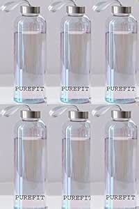 PUREFIT Transparent Glass Water Bottle, BPA Free 100% Leak Proof ...
