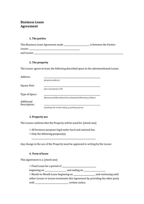 Business Lease Agreement Template - Evelynmercy.com