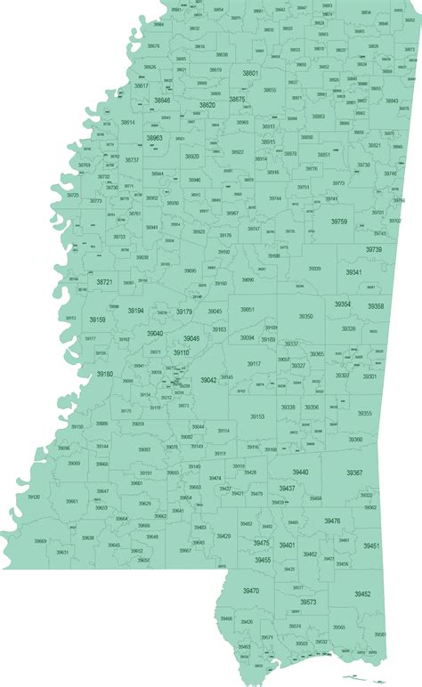 Mississippi ZIP Code Map Basic - your-vector-maps.com
