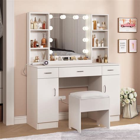 Amazon.com: VoirStar Vanity Desk with Hollywood Mirror & LED Back Light ...