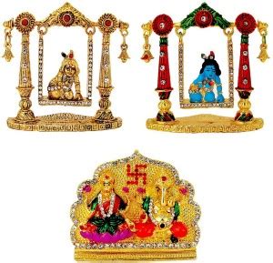 Le Lord Krishna (Krishn) Laddu Gopal on Swing Lakshmi-Ganesha Laxmi ...