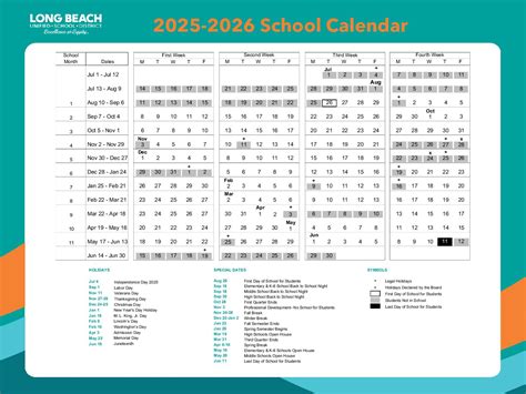 Long Beach Unified School District Calendar 2025-2026