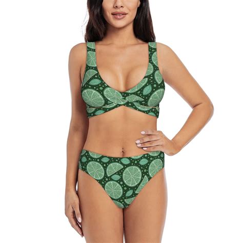 Bathing Suit For Women, Cute Lime Green High Waisted Bikini Set Bathing ...