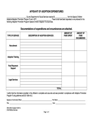 Fillable Online AFFIDAVIT OF ADOPTION EXPENDITURES - zeusdhhsstatencus ...