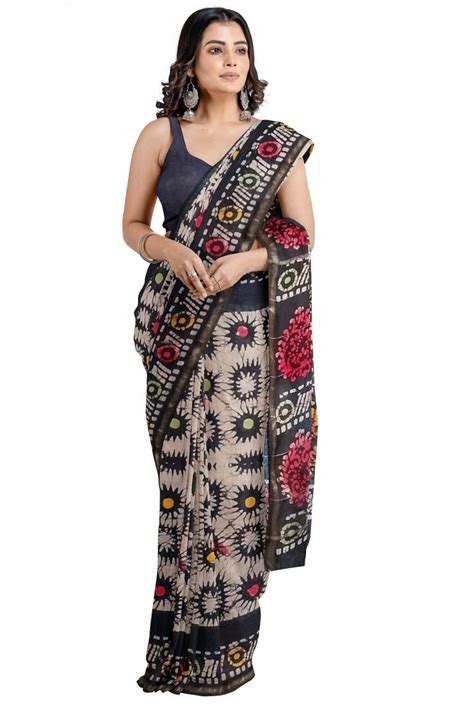 Buy traditional Bagru Block Printed Naturally dyed Sarees