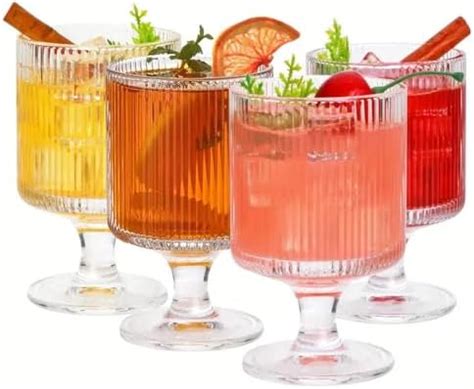 Buy Pure Home + Living Set of 2 Light Pink Ribbed Textured Wine Glasses ...