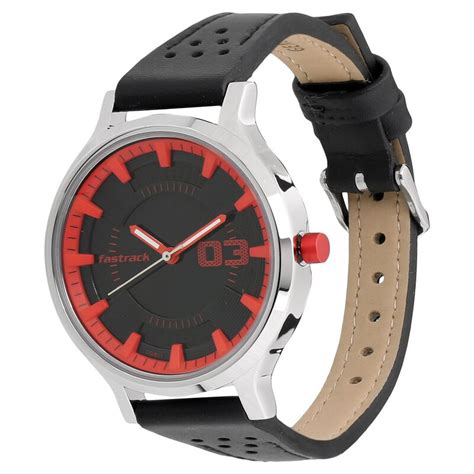 Buy Online Fastrack Loopholes Quartz Analog Black Dial Leather Strap ...
