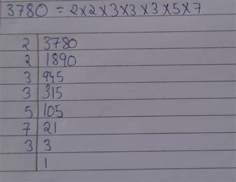 prime factorisation of 3780 - Brainly.in