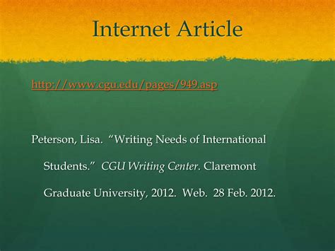 Image result for Presentation Citation Example