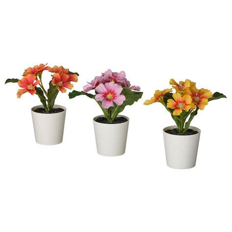 FEJKA artificial potted plant, in/outdoor/primrose mixed colours, 6 cm ...
