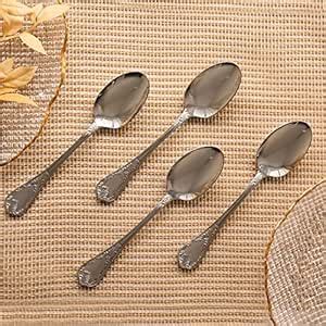 Buy Pure Home + Living Set of 4 Silver Stainless Steel Dinner Spoons ...