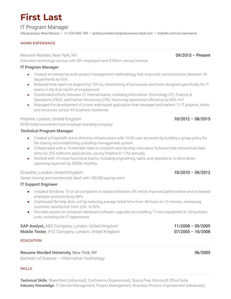 Image result for Program Manager Resume Sample