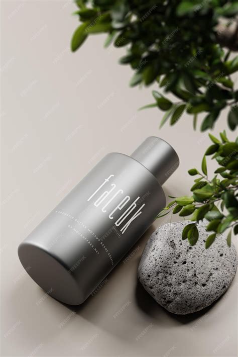 Premium PSD | Skincare with body mist and cosmetics bottle mockup