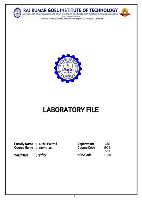 DBMS Lab Report (BCS551) - SQL Queries and Database Concepts - Studocu