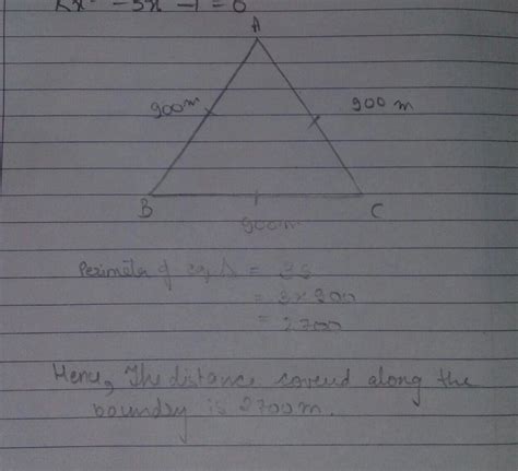 Ishan is running around a park tbat is shaped like ab equilateral ...