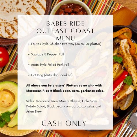 Babes Ride Out East Coast Menus