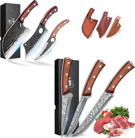 Amazon.com: ROCOCO 3PCS Boning Knife Set and 3PCS Butcher Cleaver Knife ...