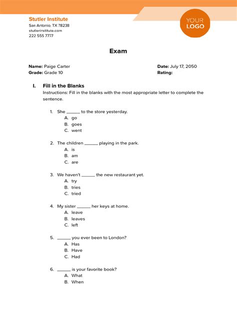 Image result for Exam Question Ste Printable