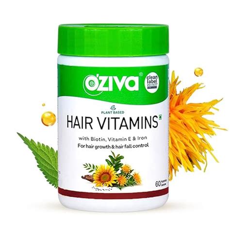 OZiva Hair Vitamins Capsules for Hair Growth |100% Natural with Biotin ...