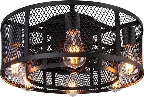 Ohniyou Cage Ceiling Fan with Light - 21'' Farmhouse India | Ubuy
