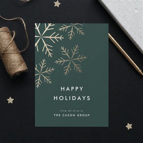 Modern Elegant Gold Snowflakes Business | Business holiday cards ...