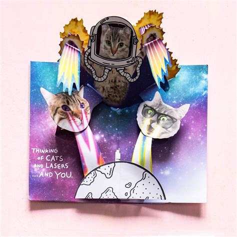American Greetings Funny Cats in Space Pop Up Birthday Card with Music ...