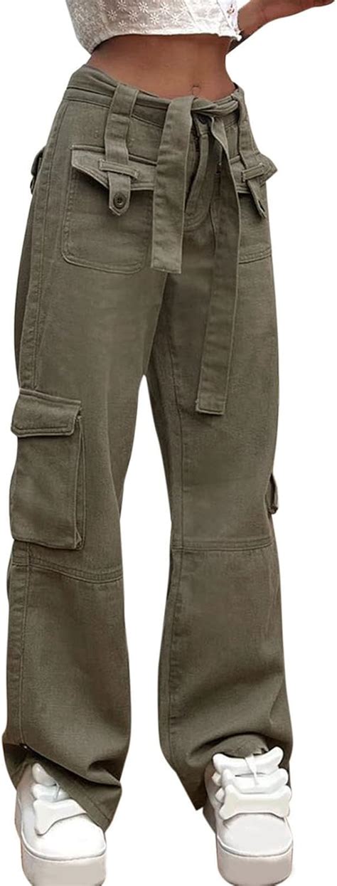 AMTF Women's Wide Leg Cargo Jeans with Multiple India | Ubuy