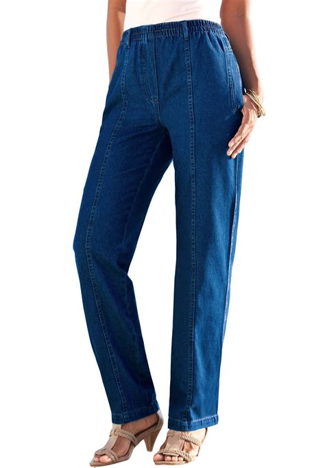 Kate Elastic Waist Jeans | Straight leg jeans, Women jeans, Elastic ...