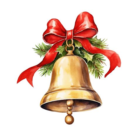 Christmas Bell Christmas Ornament Watercolor Illustration Digital Paint ...