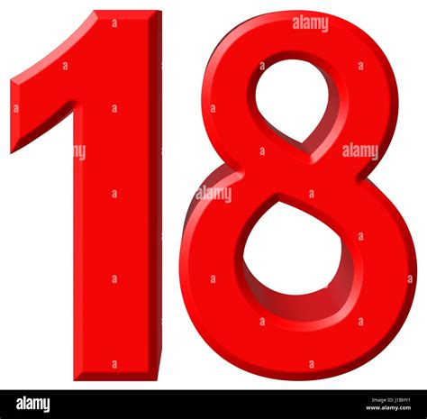 Numeral 18, eighteen, isolated on white background, 3d render Stock ...