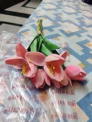 Buy Tied Ribbons 5 Pcs Artificial Tulip Flowers Bunches For Vase (Pink ...