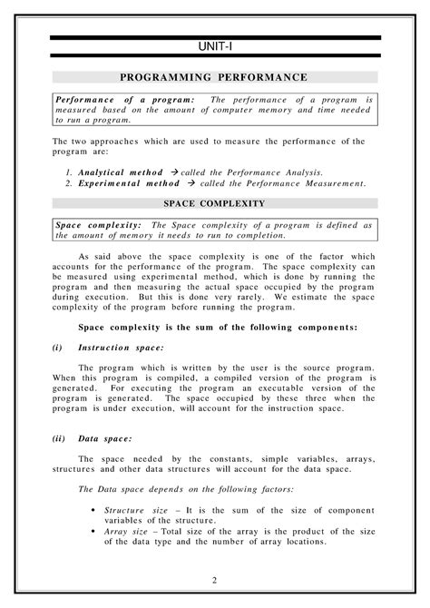 Data Structures and Algorithm Notes - UNIT-I PROGRAM M I N G PERFOR MA ...