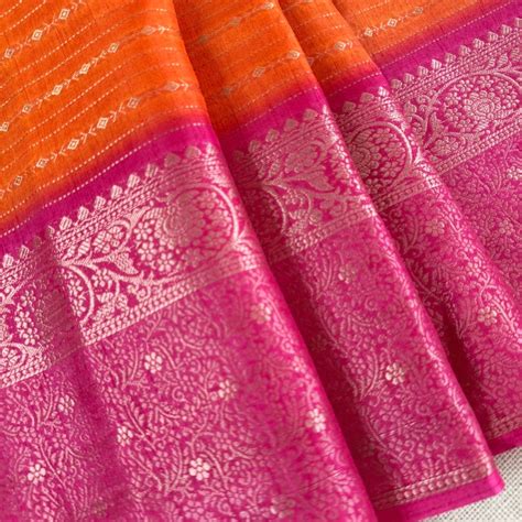Orange with Pink Fancy Saree – Vini's Ethnic