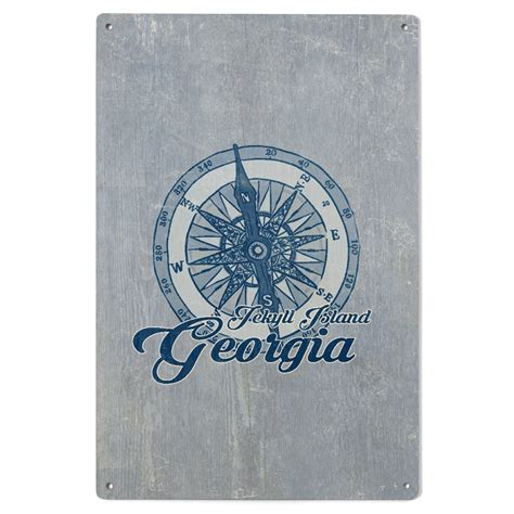 Jekyll Island, Georgia, Compass, Blue, Coastal Icon, Contour Birch Wood ...