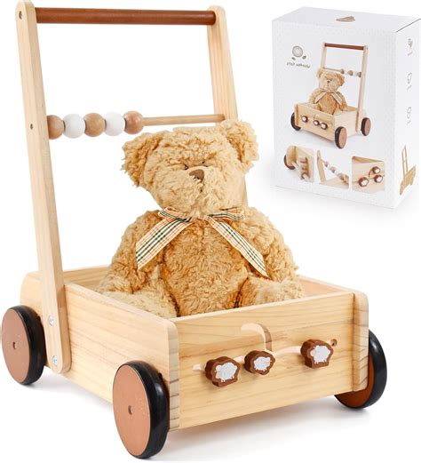 Amazon.com: PairPear Wooden Baby Walker Push Toys,Adjustable Speed ...