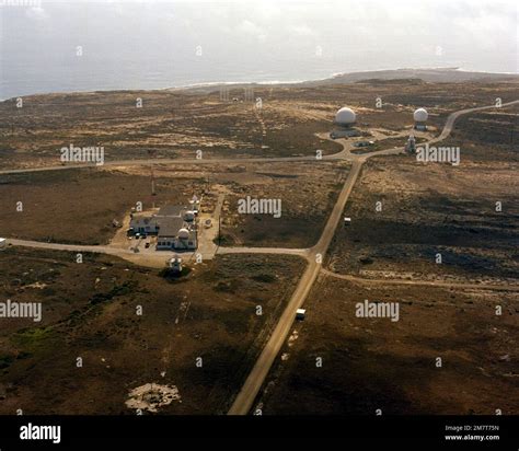 An aerial view of San Nicolas Island with FPS-16 and FPQ-10 radar ...