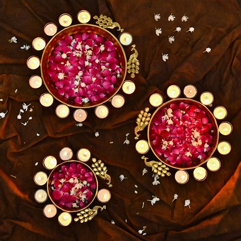 Elegant Peacock Design Urli for Home , Office , Diwali Decors - Set of ...